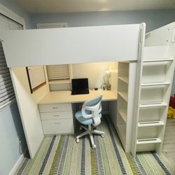 SMÅSTAD IKEA Loft bed/ Bunk bed white with frame/with desk with 3 drawers, Twin