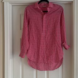 Cremieux Red & White Gingham Button-Up Shirt – XS