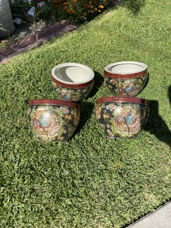 Asian Ceramic PotsHand Painted Oriental Planters ( $25 each, 10wide x  7tall) for Sale in El Monte, CA - OfferUp