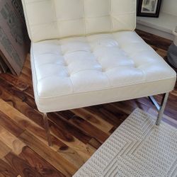 Dania Furniture White Faux Leather Accent Chairs