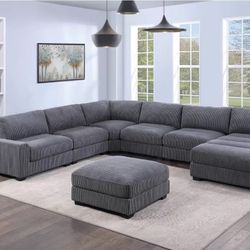 Brand New Comfy Plush Modular Corduroy Sectional Set