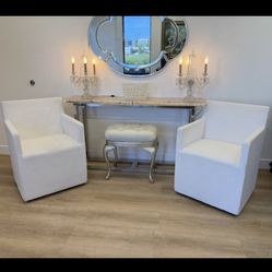 Restoration Hardware Ellison Track Arm Fabric Dining Chairs Set Of 2