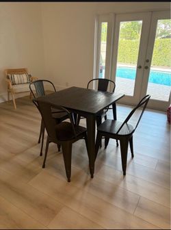 Modern Industrial Dining Set – Table + 4 Chairs