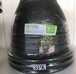Southern Patio Tibot 14.5" Barrel Resin Planter, 3-Pack,