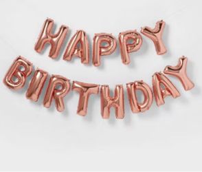 "Happy Birthday" Balloon Banner Rose Gold - Spritz (NEW)