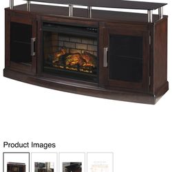 Signature Design by Ashley® Chanceen Dark Brown 60" TV Stand with Electric Fireplace