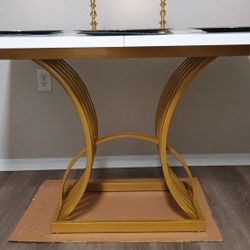 47 Inch Dining Table With Gold Powder Coated Steel Legs - Like New 