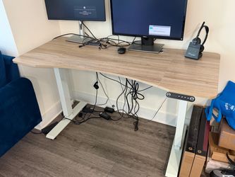 Electric Standing Desk with Wood Top