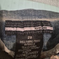 Bebe Flared Jeans With Super Cute Design Crochet Up Side Sz 29