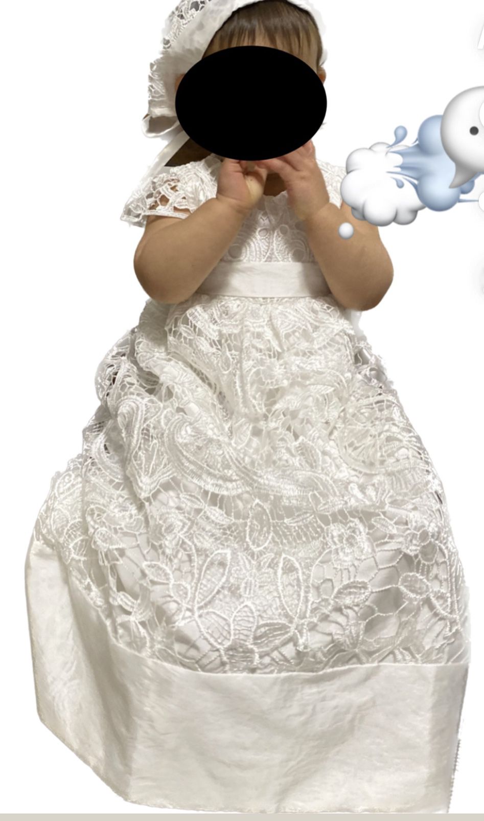Christening Gown Dress Lace Gown  Girls Baptism Dress 12-18 Months