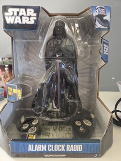 Star Wars Darth Vader Alarm Clock Radio Light Up Lightsaber 12" (NIB)
