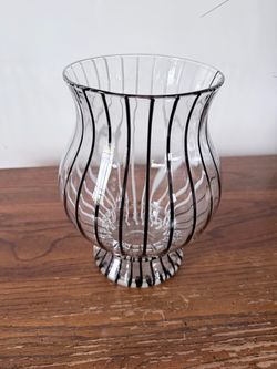 Clear Glass Vase with Black Stripe Detail