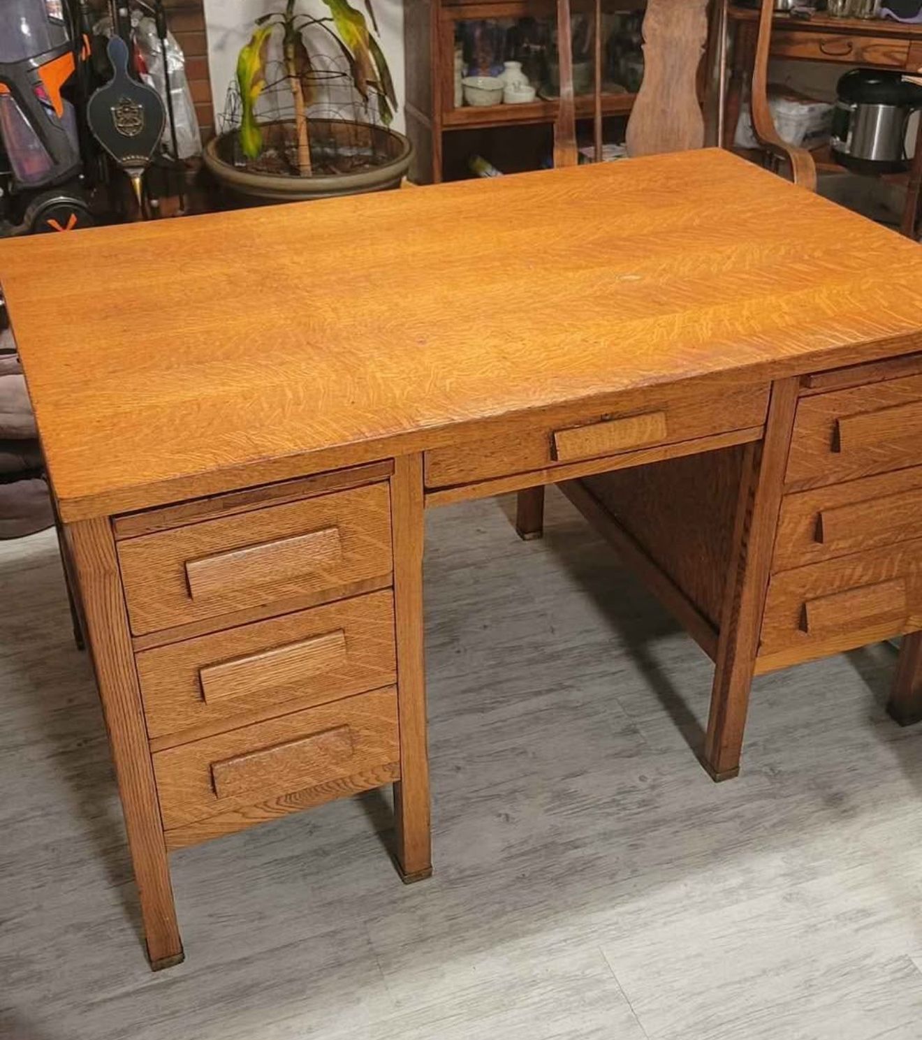1920 Tiger Oak Vintage West Made Desk 