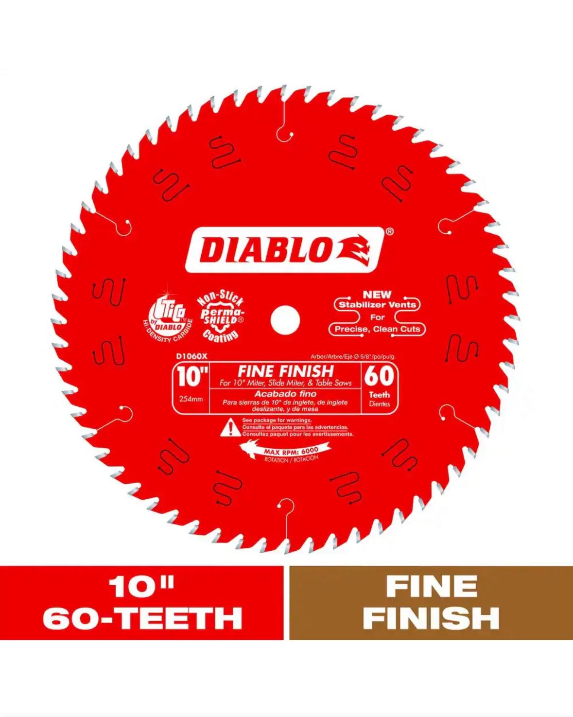 DIABLO 10in. x 60-Tooth Fine Finish Saw Blade for Wood