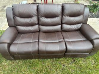 Brown Leather Reclining Sofa