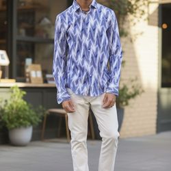 Slim-Fit White & Blue Dress Shirt – Premium Italian Cotton, Modern Office & Evening Wear