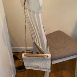 White and gray Calvin Klein shoulder purse