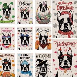 Boston Terrier Dog Seasonal Garden Flags