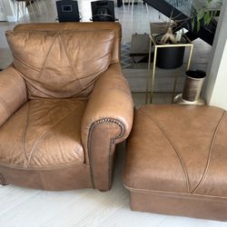 Leather Sofa And Ottoman