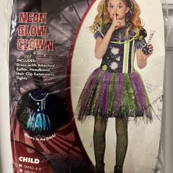 SPIRIT HALLOWEEN NEON GLOW CLOWN GIRL COSTUME (NEW)