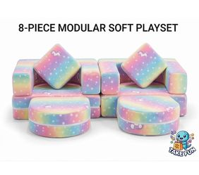 13-Piece Modular Kids Play Couch — Rainbow Unicorn (Brand New)
