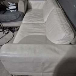 Heavy Duty Comfy White Lesther Couch