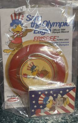 Sam The Eagle Frisbee and cards from 1984 LA Olympics by WHAM-O