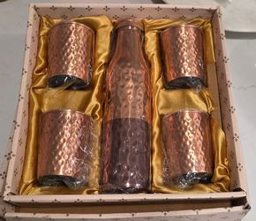 ✨ Pure Hammered Copper Water Bottle & 4 Cup Gift Set ✨