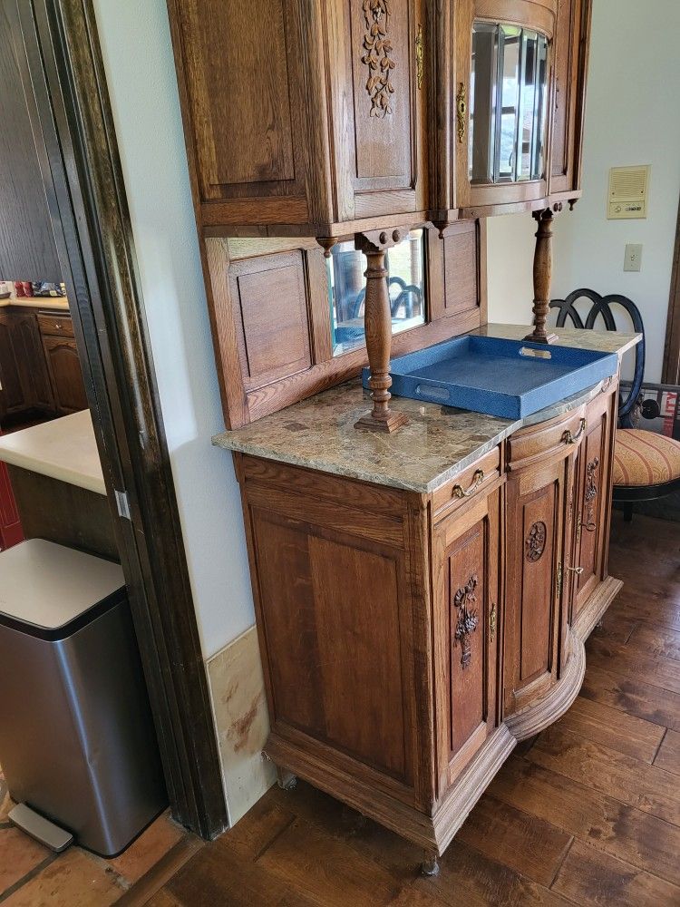 Real Wood/Marble Dining Hutch / Cabinet