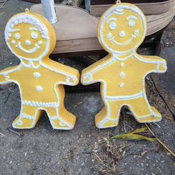 The Price Is Firm.  Two. Gingerbread Blow Mold Christmas Decorations