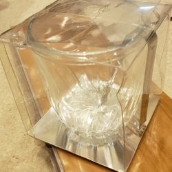 Vintage Glass Ice Bucket Glass Knobs - Swirl Pattern 5" tall With Tongs