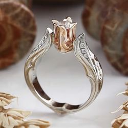 ROSE RING SILVER PLATED SIZE 8 Only 