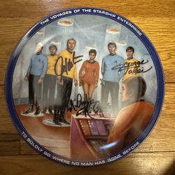 Star Trek Beam Me Down Scotty Vintage Plate With 4 Signatures