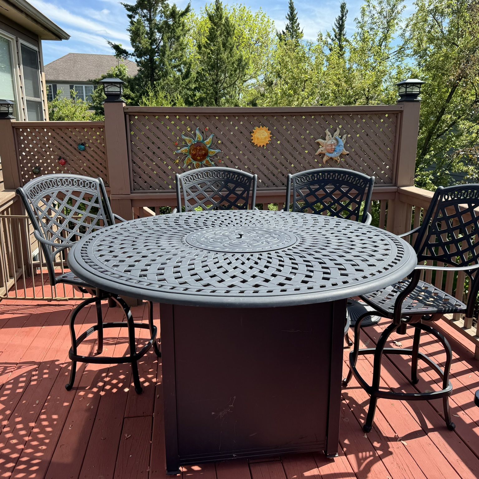 PATIO TABLE - 60” FIRE TABLE WITH 4 CHAIRS - $1000 OBO