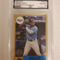 2022 Topps '87 Topps 35th Anniverary Wander Franco Rays Rookie 5 Star Grading 10
