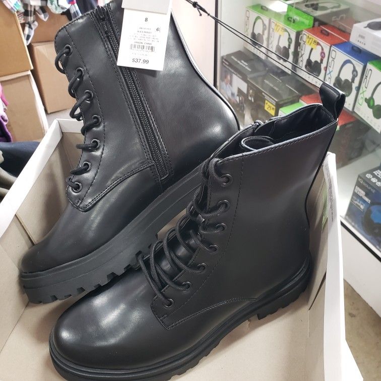 A New Day Black Combat Boots 8