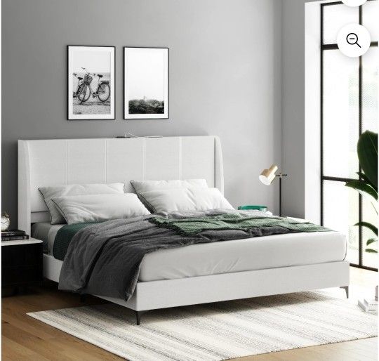 New Inbox King Platform Bed Gray Mattress Not Included 