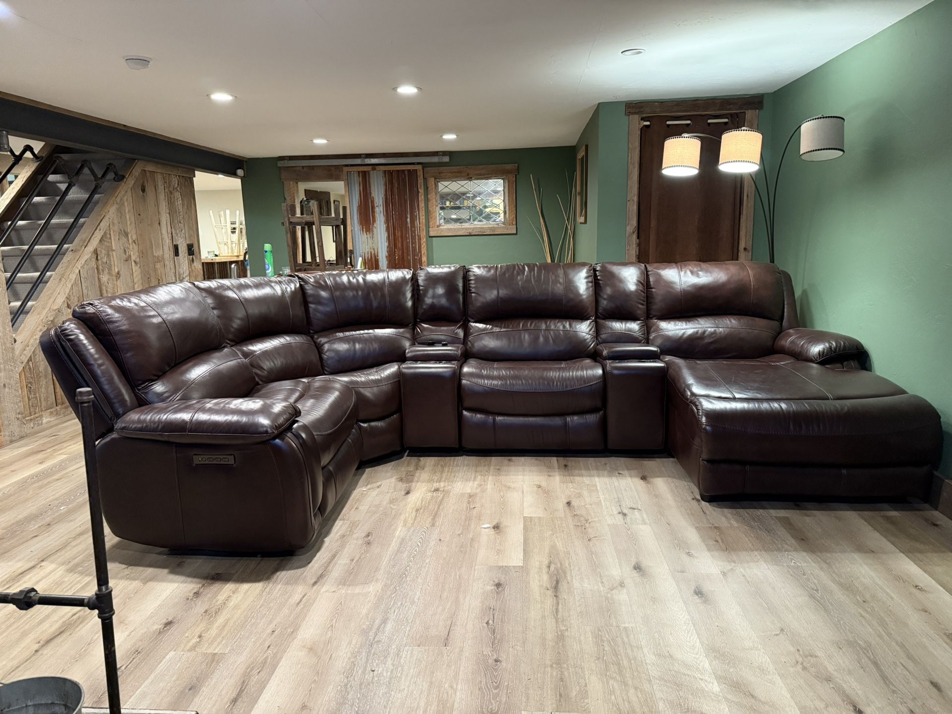 Couch- Sectional Brown Faux Leather