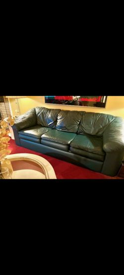 3-piece Genuine Leather Living Room Set, Hunter Green