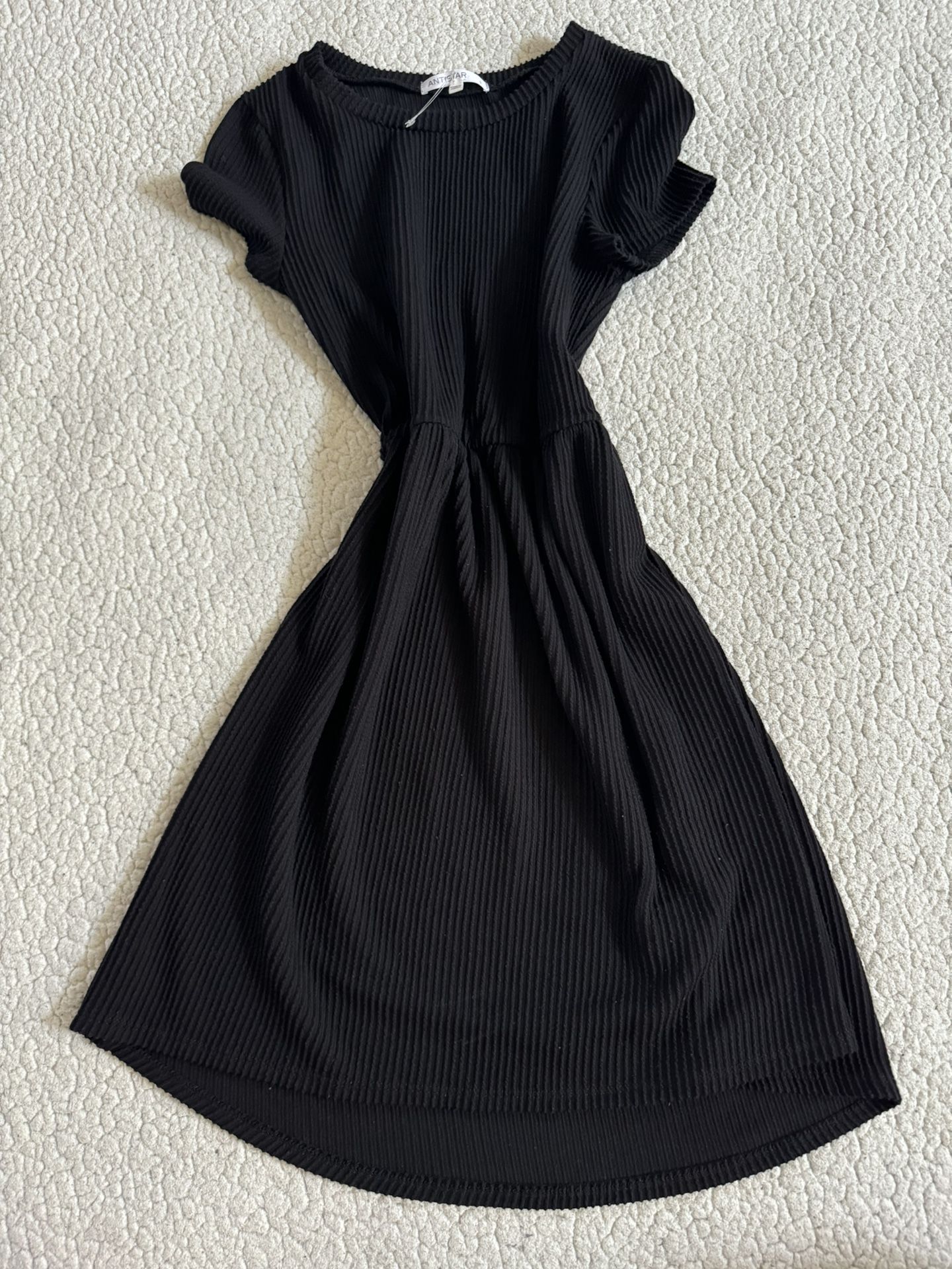 Anistar Black Fit Flare Sexy Dress Midi Casual