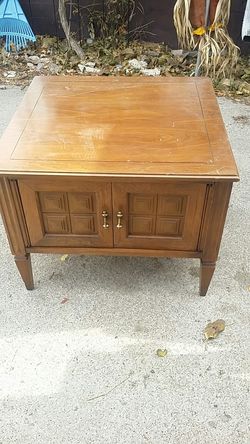 Vintage end table with cupboard