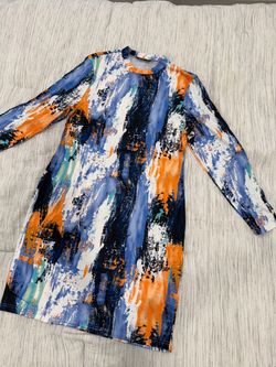 Abstract Print Long Sleeve Mini Dress SHEIN curvy