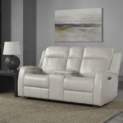 Barcalounger Leather Power Reclining Loveseat with Power Headrests