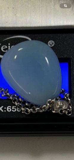 925 Sterling Silver Blue Chalcedony Pendant.