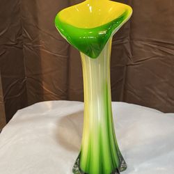 Glass Calla Lilly Shaped Flower Handblown Vase 