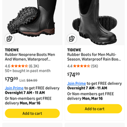 TIDEWE Men's and Women's Neoprene Boots, Waterproof and Durable 6mm Neoprene Boots, Rain Boots, Hunting Boots, Arctic Outdoor Boots (Black, Brown, and