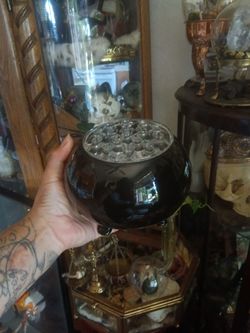 Vintage black Viking glass w/ clear glass frog
