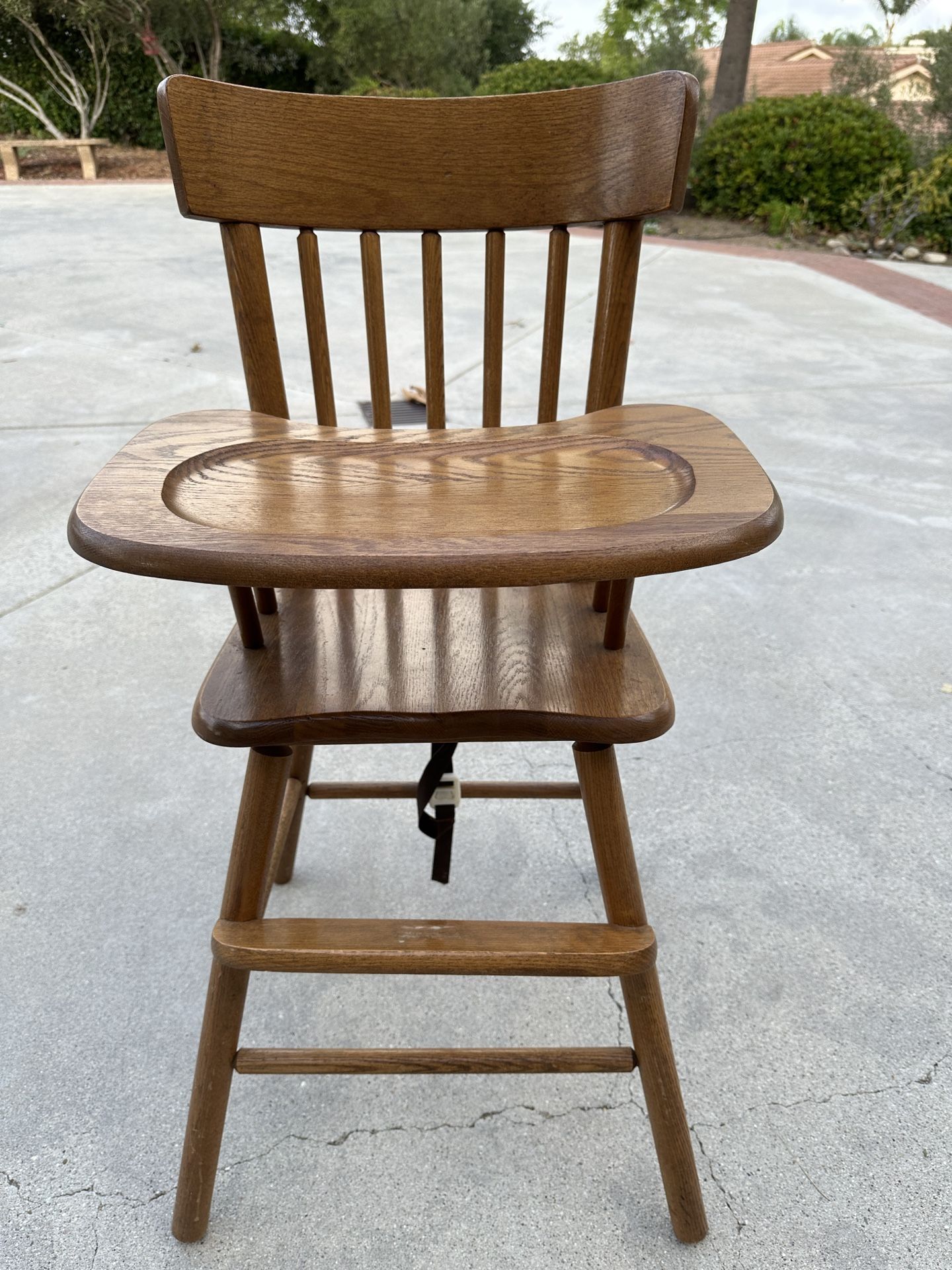1980’s Hedstrom Solid Oak High Chair With Tray