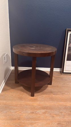 Wood Round Side Table