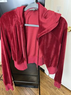 Plush Red Crop Hoodie Small